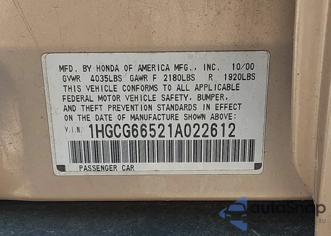 1HGCG66521A022612: 39372406