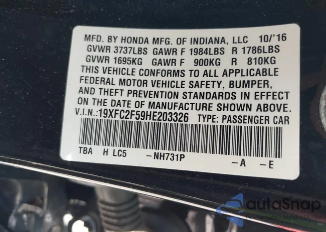 19XFC2F59HE203326: 39390066