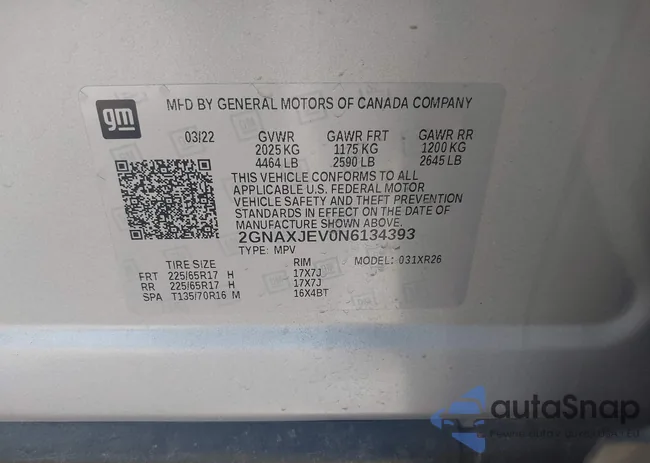 2GNAXJEV0N6134393: 39401002