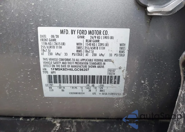 1FMSK8DH6LGC98207: 39418667