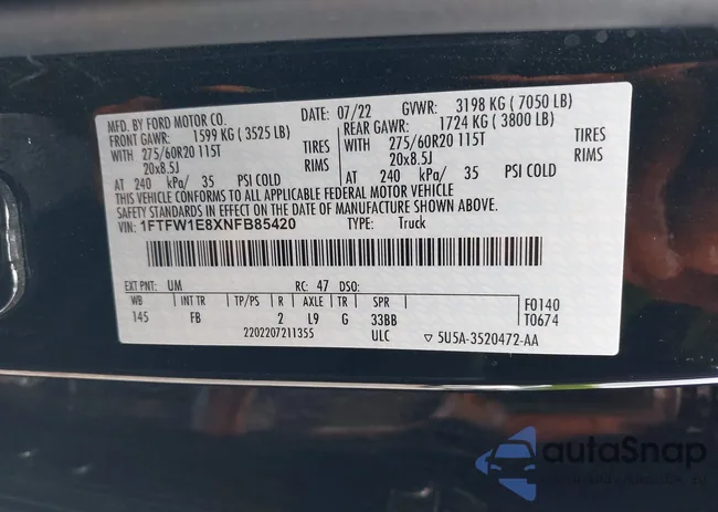 1FTFW1E8XNFB85420: 39420219