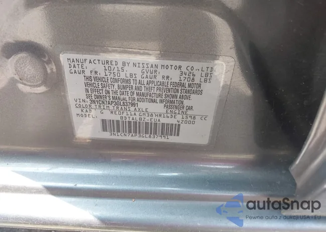 3N1CN7AP3GL837991: 39443397