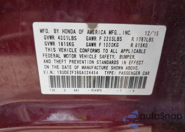 19UDE2F36GA024454: 39460648