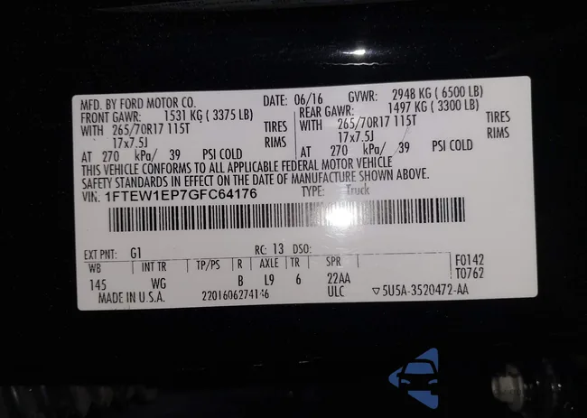 1FTEW1EP7GFC64176: 39464330