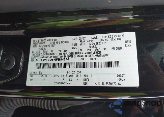 1FTFW1ED8NFB84876: 39477527