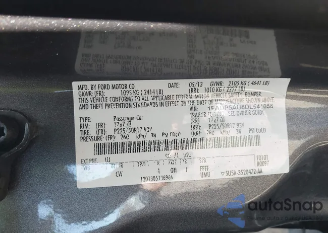 1FADP5AU8DL541058: 39480004