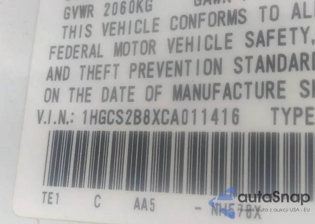 1HGCS2B8XCA011416: 39505318