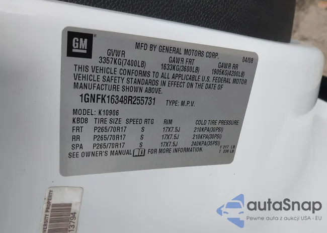 1GNFK16348R255731: 38517845