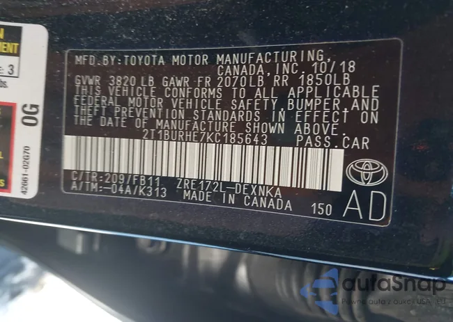 2T1BURHE7KC185643: 38550959