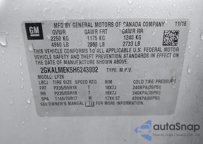 2GKALMEK5H6243002: 38577298