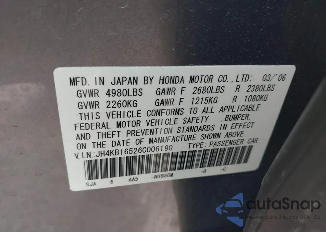 JH4KB16526C006190: 38590917