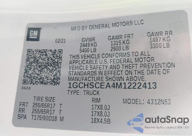 1GCHSCEA4M1222413: 38616601