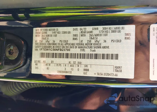 1FTEW1C58NFB23700: 38625129