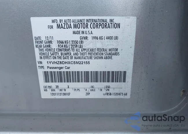 1YVHZ8DHXC5M22155: 38632091