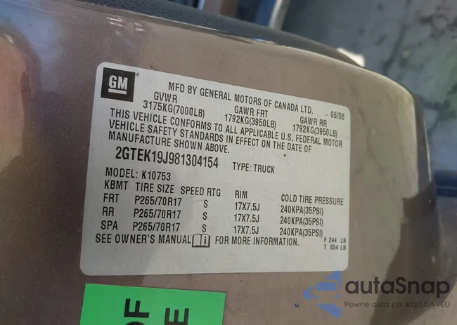 2GTEK19J981304154: 38632736