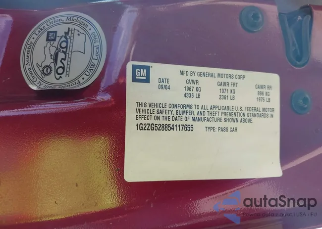 1G2ZG528854117655: 38637625