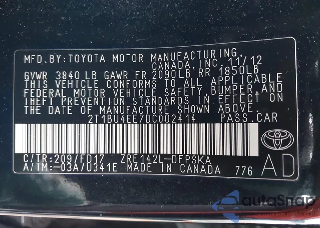 2T1BU4EE7DC002414: 38650000