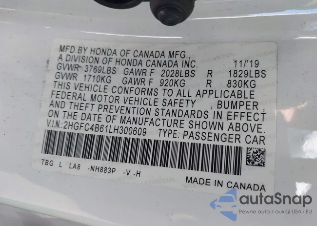 2HGFC4B61LH300609: 38652231