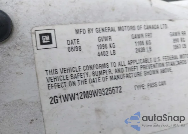 2G1WW12M9W9325672: 38683025