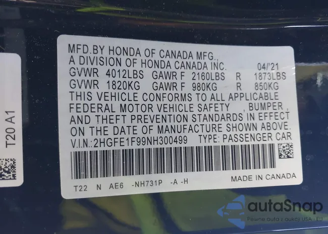 2HGFE1F99NH300499: 38684599