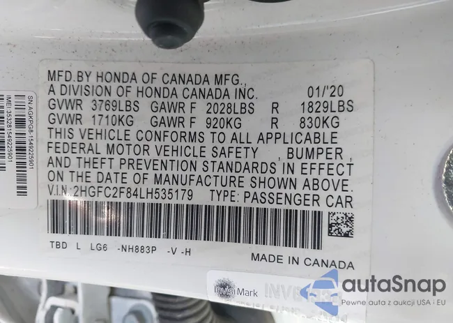 2HGFC2F84LH535179: 38690094