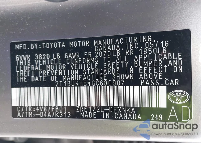 2T1BURHE4GC680907: 38699516