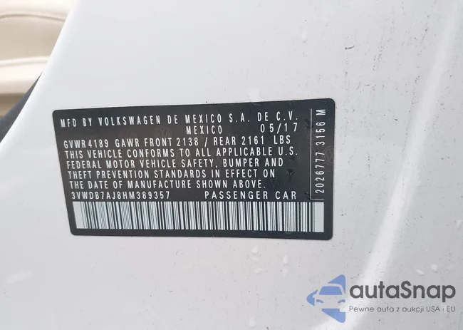 3VWDB7AJ8HM389357: 38712767