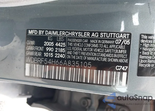 WDBRF54H66A835105: 38729749