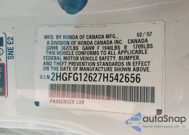 2HGFG12627H542656: 38731104