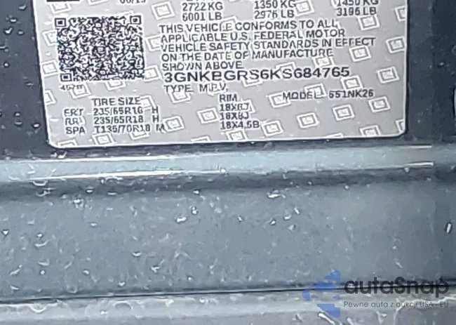 3GNKBGRS6KS684765: 38730485