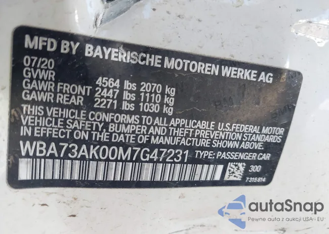 WBA73AK00M7G47231: 38730722