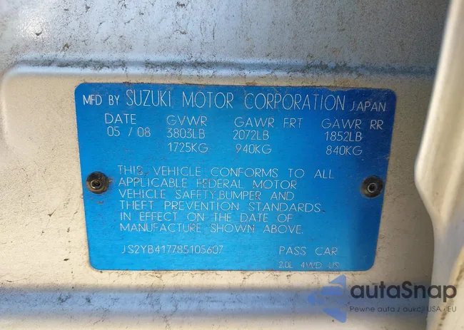 JS2YB417785105607: 38733382