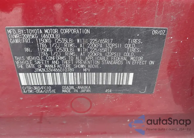 JTMZK33V486010789: 38734898