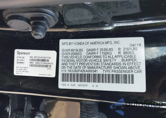 19UUB2F42KA000341: 38742975