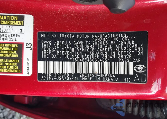 2T1BU4EE4BC634851: 38761571