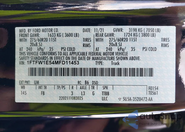 1FTFW1E54MFD11453: 38770871