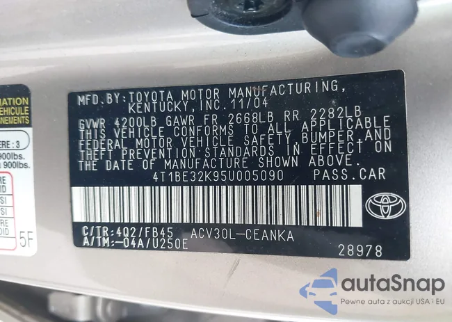 4T1BE32K95U005090: 38773710