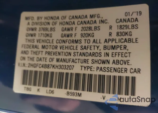 2HGFC4B87KH303207: 38778270