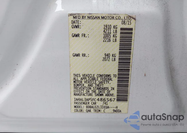 1N4AL3AP5FC486567: 38795661