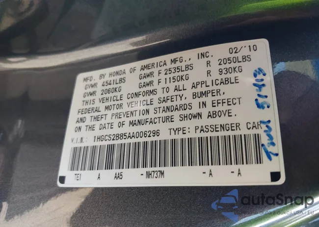 1HGCS2B85AA006296: 38799854