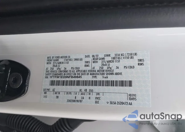 1FTFW1ED9NFB49845: 38817706