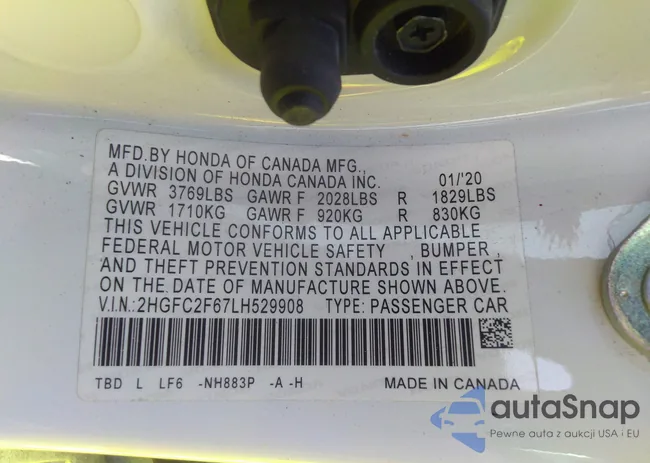 2HGFC2F67LH529908: 38834656