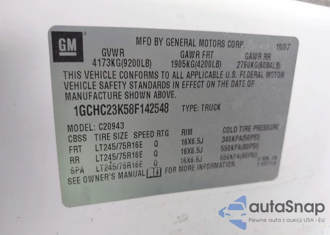 1GCHC23K58F142548: 38842667