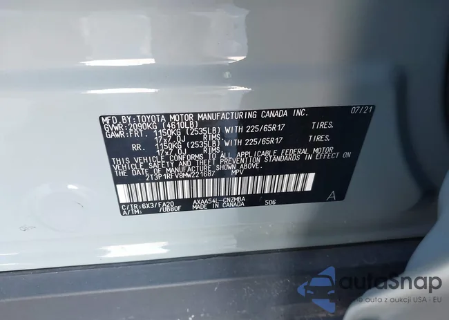 2T3P1RFV8MW221687: 38870927