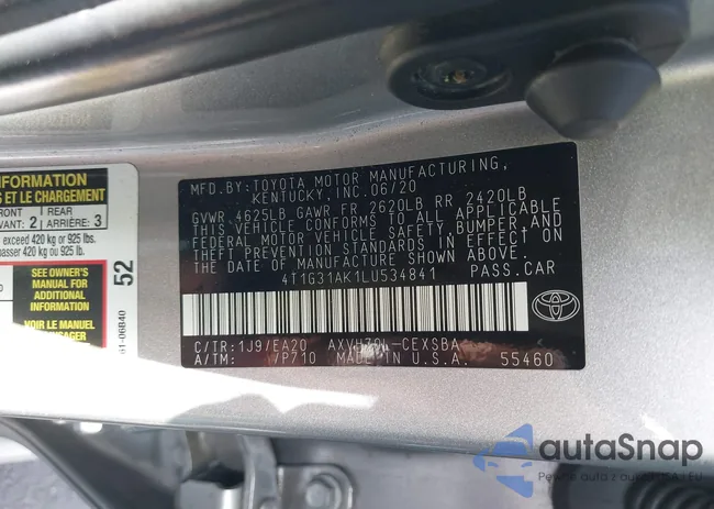 4T1G31AK1LU534841: 38876995