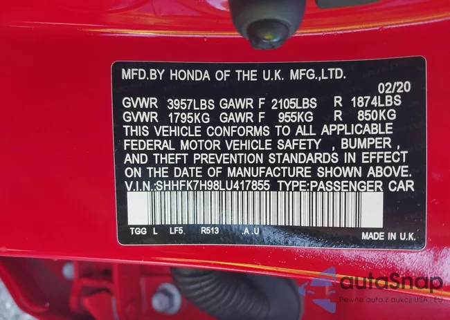 SHHFK7H98LU417855: 38902507