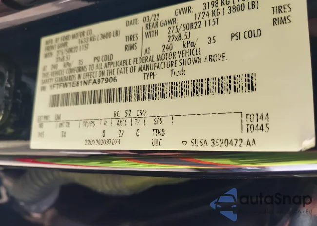 1FTFW1E81NFA97906: 38906731