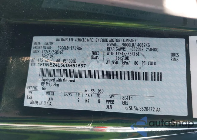 1FDNE24L58DB51567: 39916804