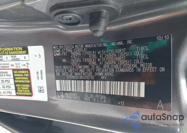 5TDYK3DC8BS092705: 39916088