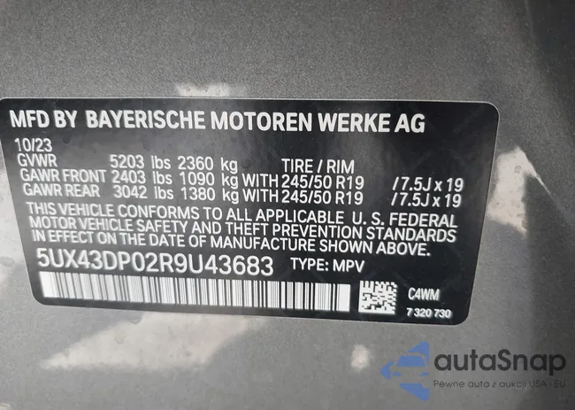 5UX43DP02R9U43683: 39921580